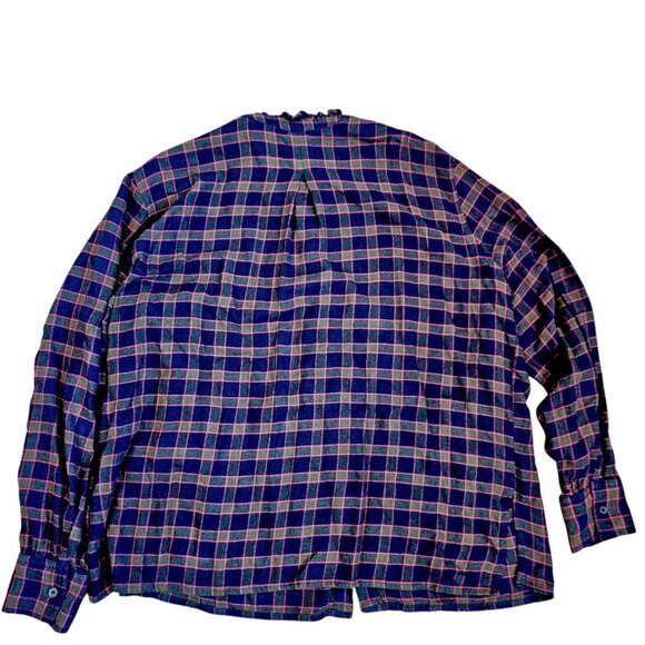 Rails Large Shirt Andi Navy Fuschia Plaid Button Down Flannel Ruffle Collar - Picture 7 of 15
